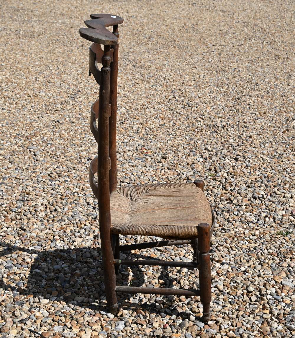 A country fruitwood rope seat pre dieu chair to/w another nursing chair (2) - Image 6 of 6