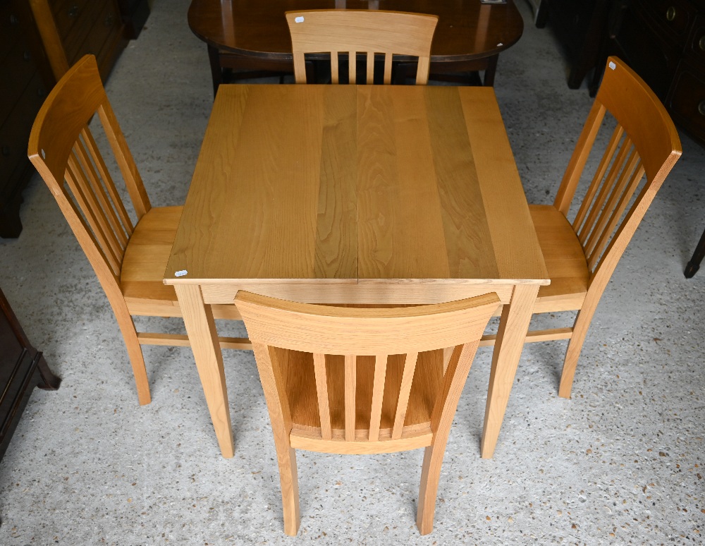 A Lacock oak extending dining table, 80 x 80 x 75 cm (112 cm max) to/w a set of four Lyon oak dining - Image 2 of 3