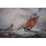 E Hayes attrib - Sailing vessels, watercolour, 20 x 30 cm