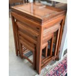 Chinese hardwood quartetto nest of tables,  the largest 45 x 35 x 70 cm high