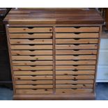 A beech and pine twenty-six drawer plan chest, 102 x 70 x 102 cm
