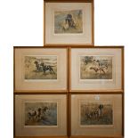 After Henry Wilkinson - Five limited edition hand-coloured etchings, Spaniels, English Springers,