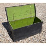 An old painted pine blanket box, 99 cm x 43 cm x 47 cm