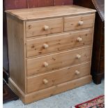 A modern pine chest of two short over three long drawers, 90 x 45 x 90 cm