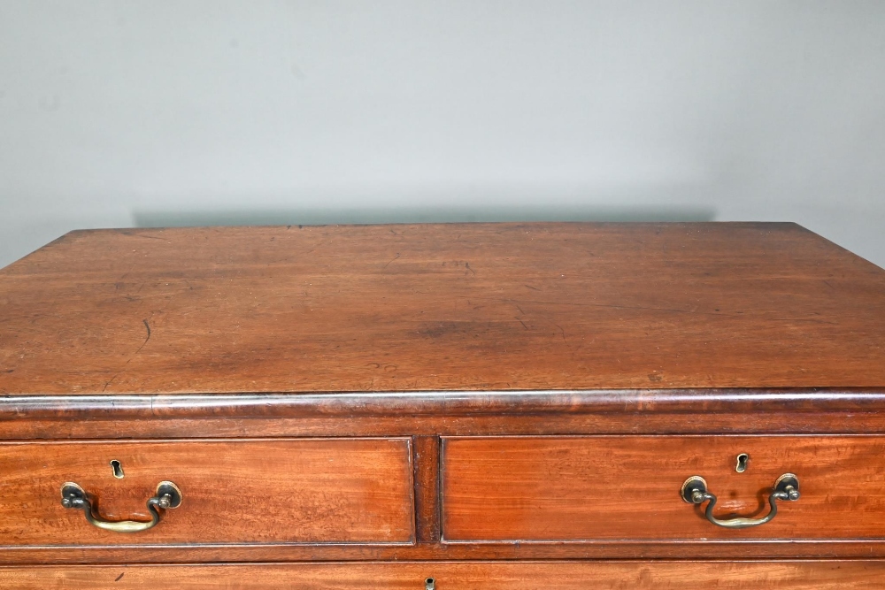 A George III mahogany chest of two short over four long graduated cock-beaded drawers, with brass - Image 3 of 8