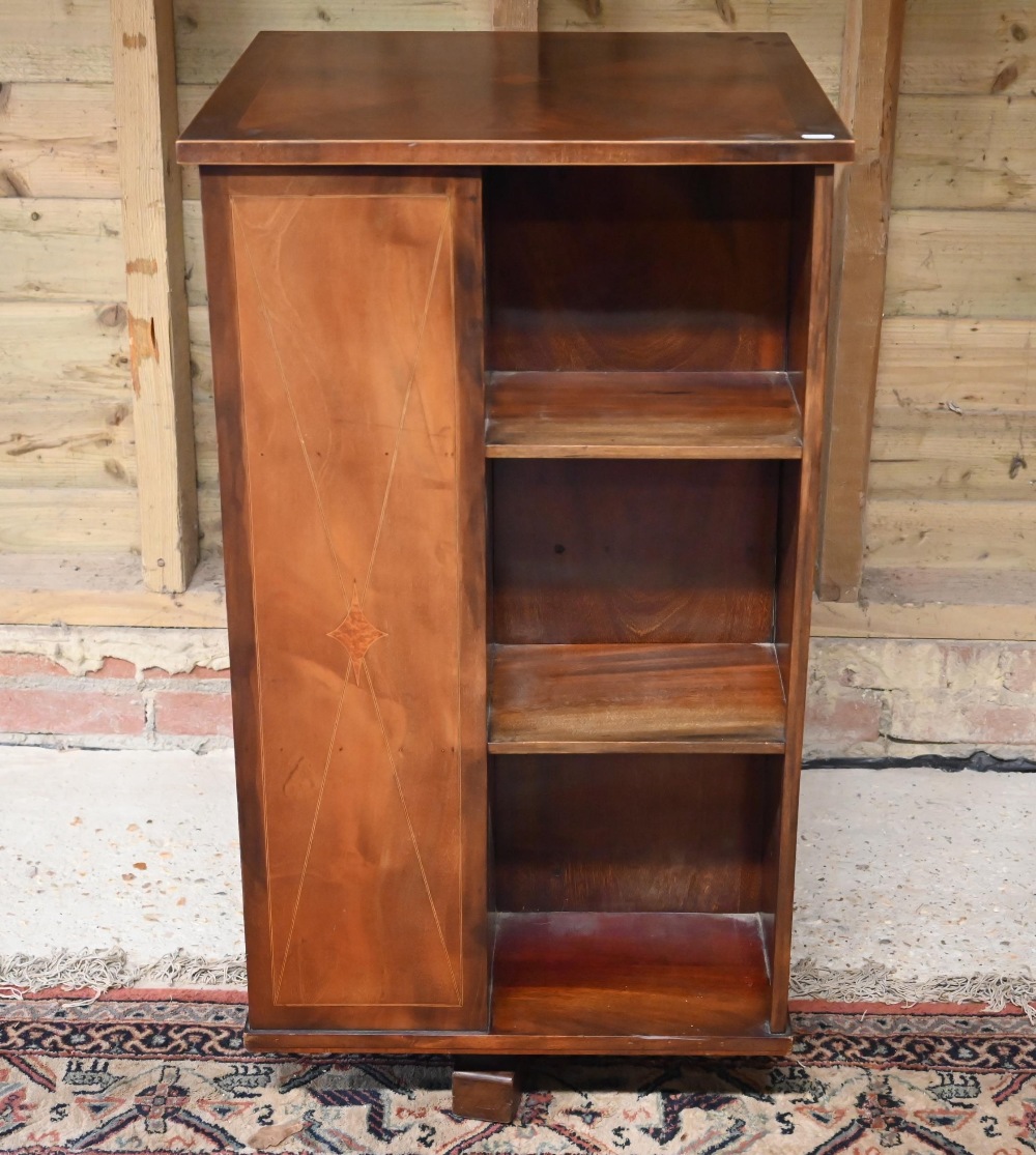 A reproduction mahogany veneered revolving bookcase, 51 cm x 51 cm x 94 cm h - Image 2 of 4