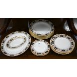 A part set of Royal Crown Derby 'Derby China' pattern dinner-ware, comprising nine 27 cm plates,