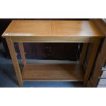 A modern light oak Ellis two-tier console table, 90 x 35 x 75 cm h