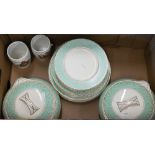 An Art Deco style Burleigh Ware pottery dinner service to/w two 1937 Coronation beakers (2 boxes)
