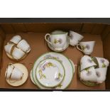 A Royal Doulton china 'Glamis Thistle' tea service for six (21 pieces) to/w a set of six Wedgwood