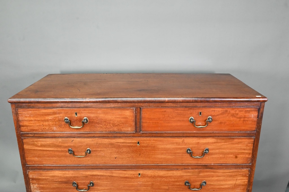 A George III mahogany chest of two short over four long graduated cock-beaded drawers, with brass - Image 2 of 8