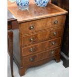 Small mahogany reproduction crossbanded four drawer chest, 60 x 40 x 75 cm h