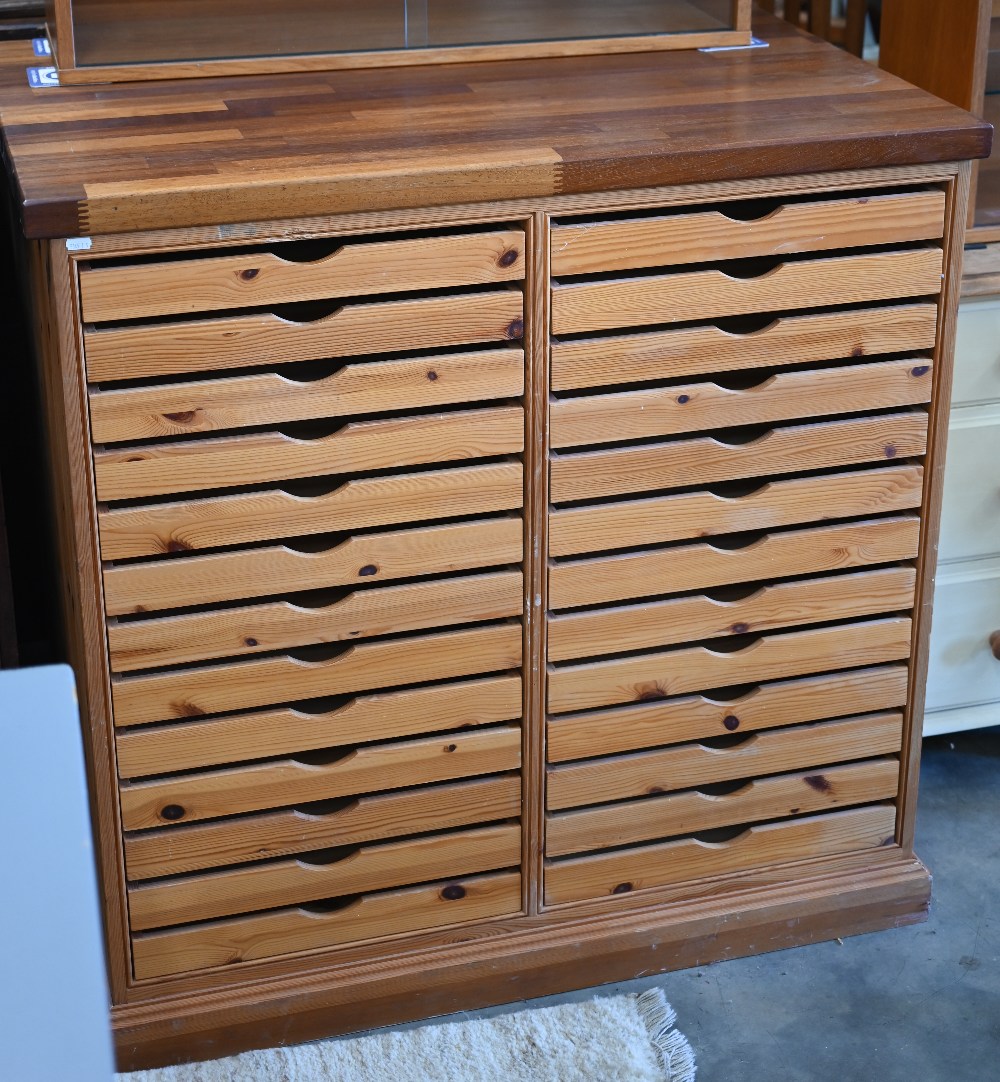 A beech and pine twenty-six drawer plan chest, 102 x 70 x 102 cm - Image 2 of 5