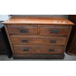 An Edwardian walnut chest of two short over two long drawers on plinth base, 108 cm x 44 cm x 78