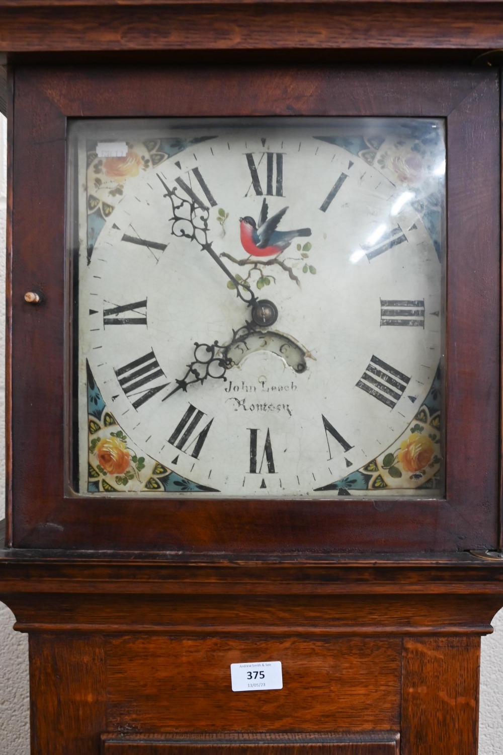 An early 19th century 'John Leech, Romsey' oak thirty hour longcase clock, painted dial with date - Image 2 of 4