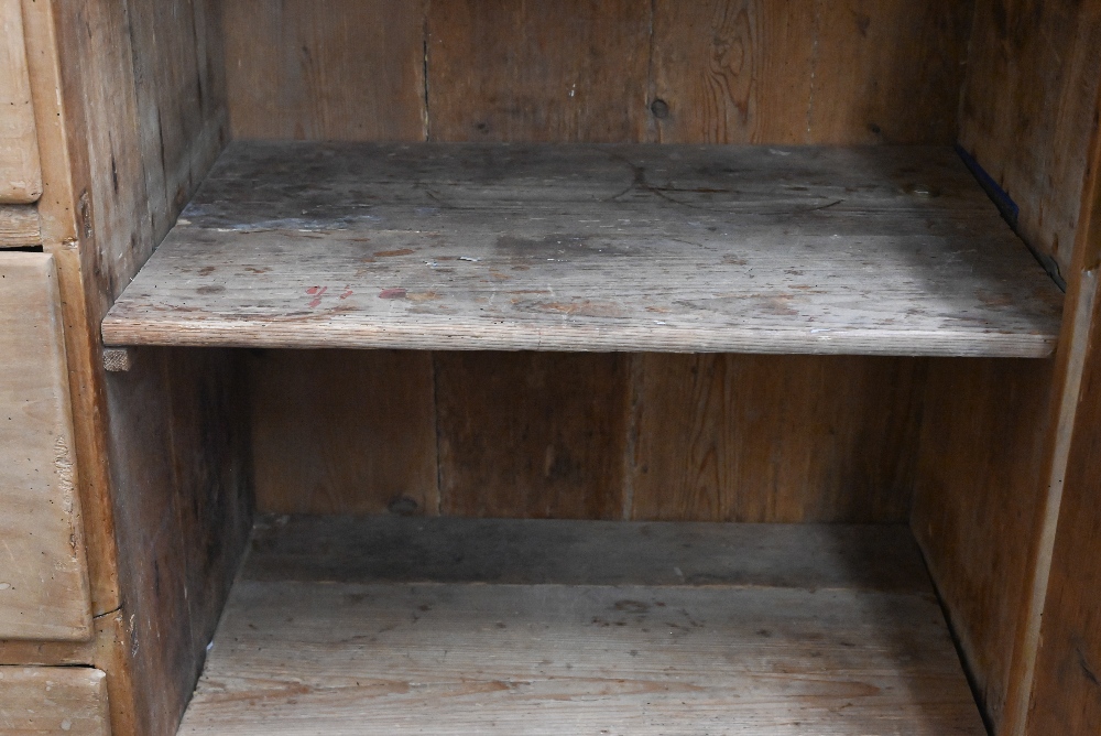 An antique pine pantry/larder cupboard with five drawers, 102 cm wide x 42 cm deep x 157 cm high - Image 3 of 4