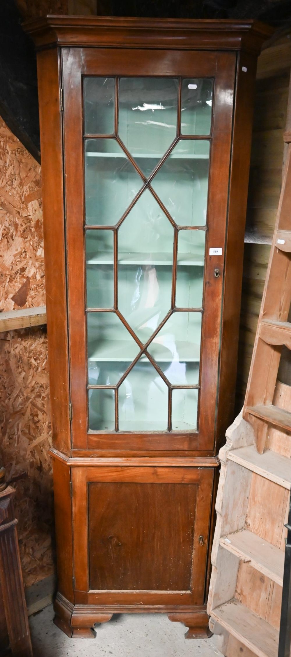 An antique mahogany part glazed floor standing corner cabinet - Image 2 of 3