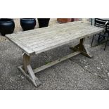 A weathered teak garden table by Neptune, 200 cm x 90 cm x 75 cm h