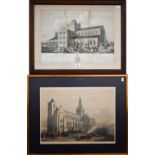 Two engravings - 'The North-West View of the Abbey Church of Romsey', pub Lordan, 35 x 48 cm and a