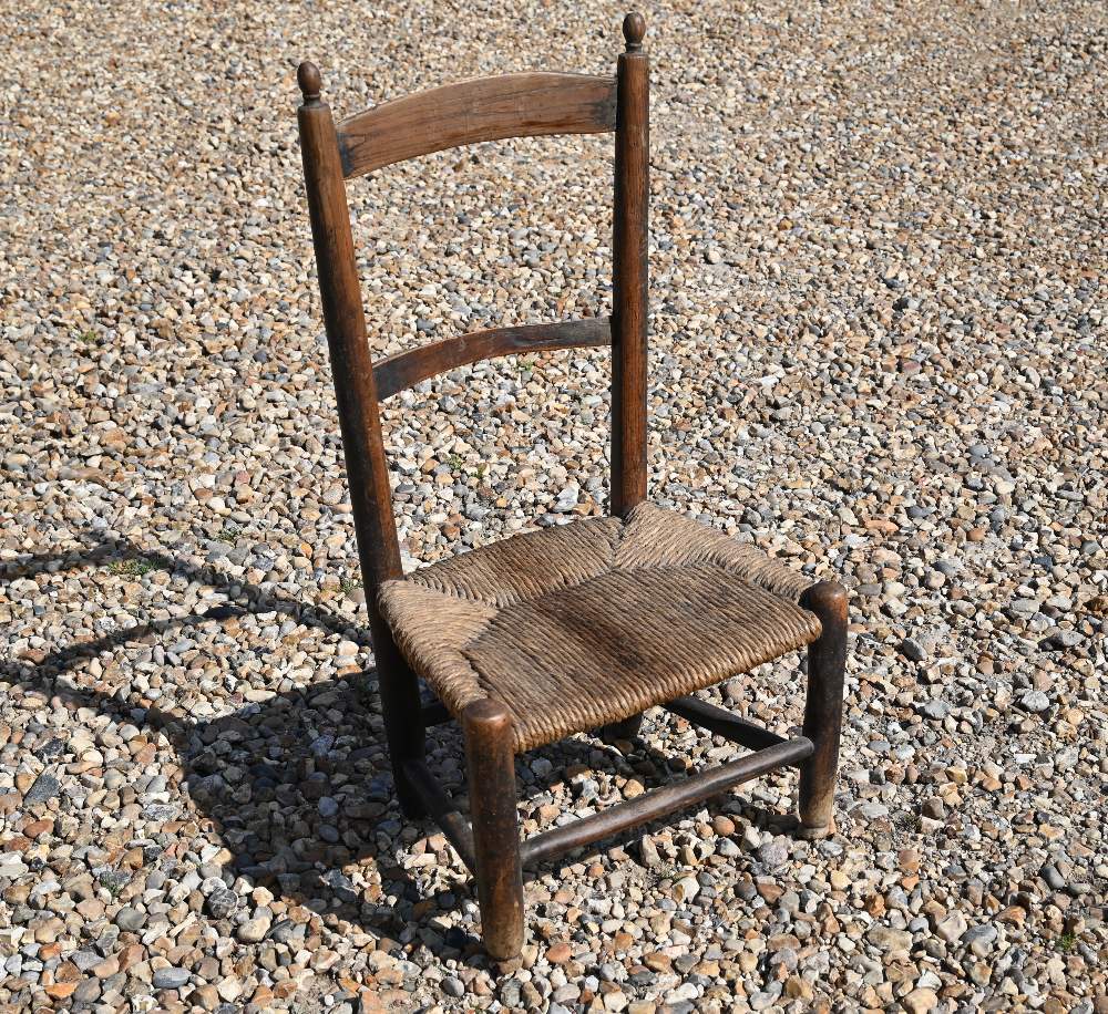 A country fruitwood rope seat pre dieu chair to/w another nursing chair (2) - Image 2 of 6