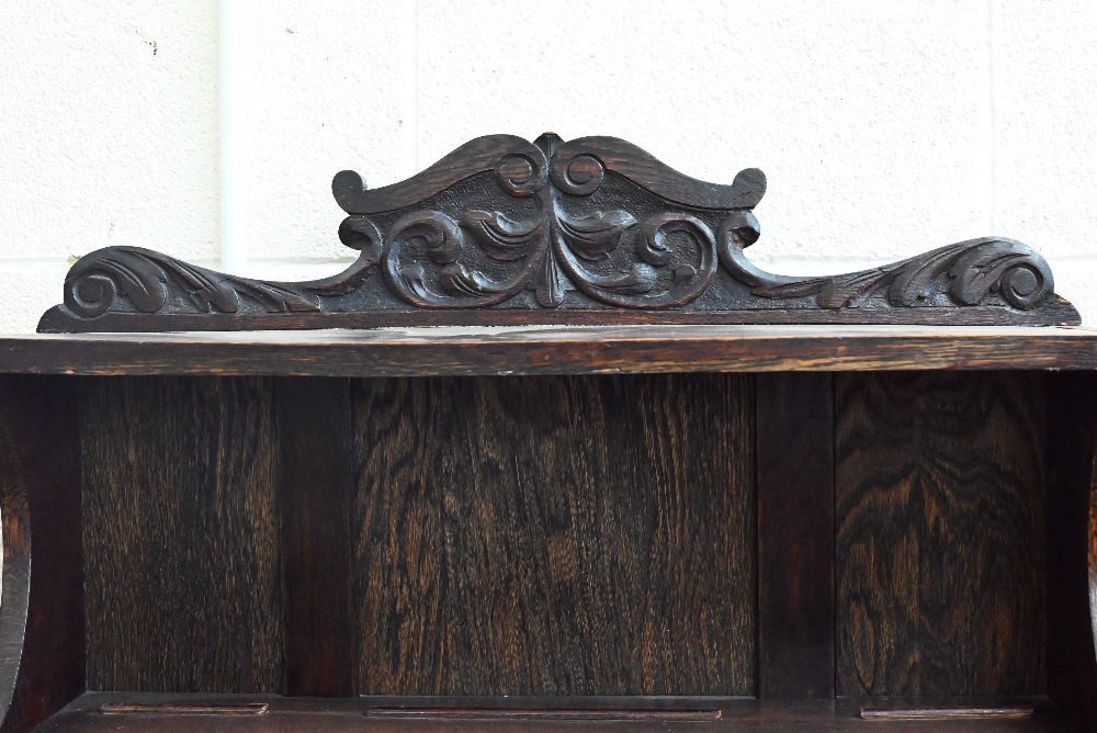 A small carved oak dresser, 80 cm wide x 40 cm deep x 190 cm high - Image 3 of 5