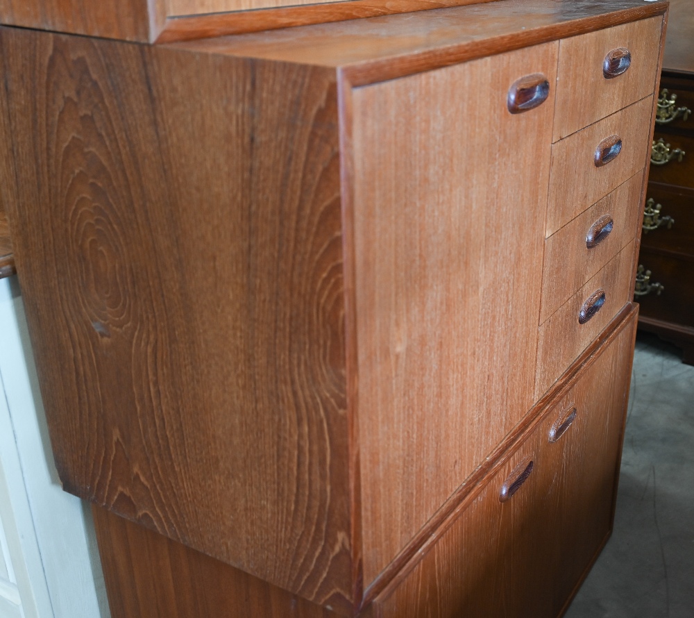 Modular furniture - eight various Danish design mid-century teak cabinets, three with sliding - Image 2 of 8