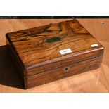 A Victorian rosewood jewellery box with fitted trays
