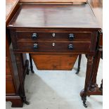 A Georgian mahogany writing/work table, the fitted drawer with baize-line panel over a standard