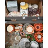 Various decorative breakfast ceramics, glassware etc (2 boxes)