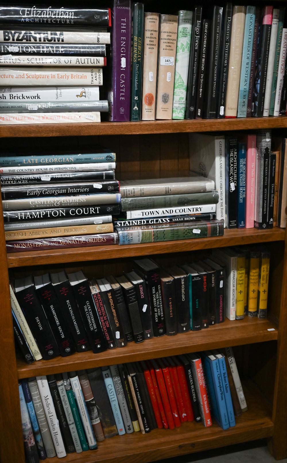 A good collection of books on architecture, on four shelves