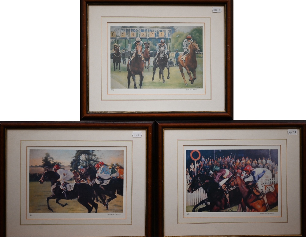 After William Naussau - Three limited edition horse-racing prints, pencil signed to margin, 18 x