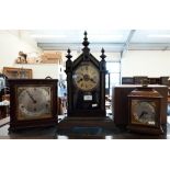 A boxed Garrards retailed mantel clock (1980) to/w a Mappin & Webb retailed clock and an American