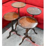 Four various mahogany tripod wine tables (4)