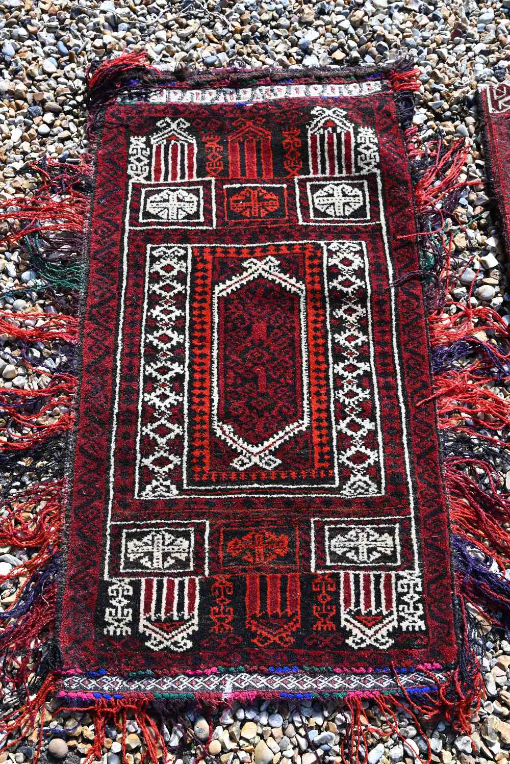 A Persian Turkoman saddle bag, Turkoman carpet bag, large Balouch carpet bag and a Turkish small - Image 2 of 5