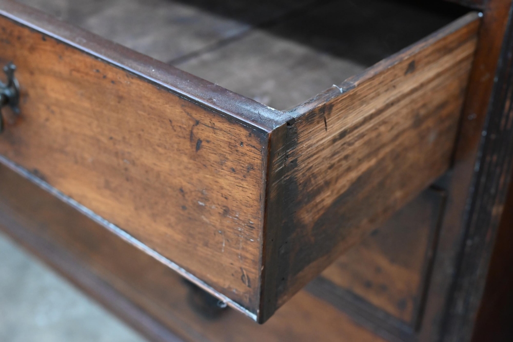 A Georgian mahogany bureau with two short over three long drawers, with associated glazed bookcase - Image 7 of 8