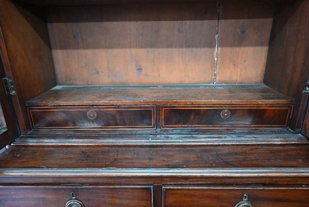 A Georgian mahogany bookcase on chest, the astragal glazed doors over two short and three long - Image 3 of 4