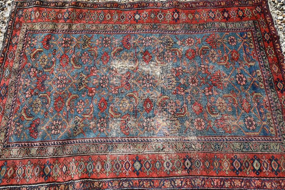 A Persian blue ground rug with Mina-Khani floral design on red borders, 162 x 110 cm - Image 2 of 3
