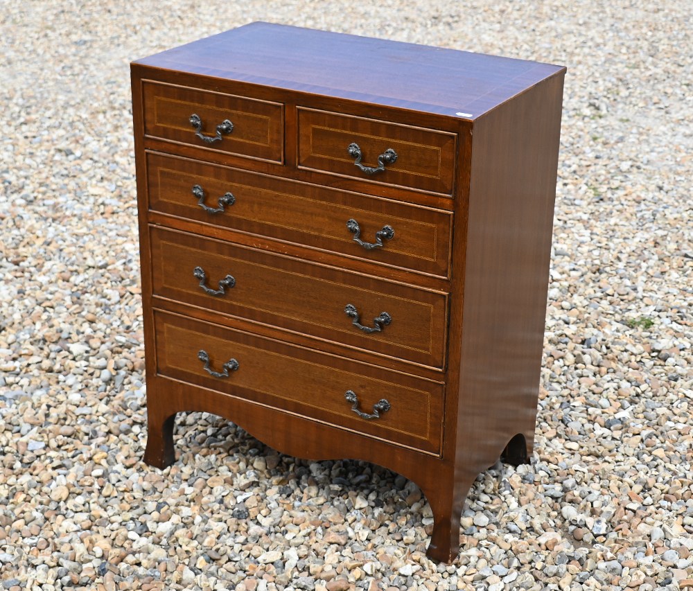 A small mahogany reproduction chest of two short over three long drawers, 60 cm wide x 40 cm deep