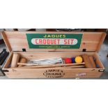 A modern Jacques croquet set in pine box