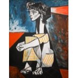 After Picasso - Portrait of Jacqueline Roque, oil on board, 115 x 88 cm