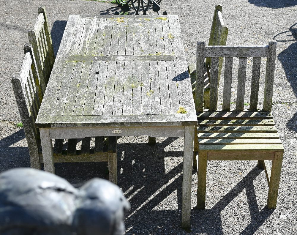 'Jo Alexander Cambridge', a weathered teak patio set comprising dining table (170 cm wide x 86 cm - Image 2 of 4