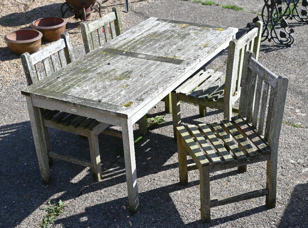 'Jo Alexander Cambridge', a weathered teak patio set comprising dining table (170 cm wide x 86 cm