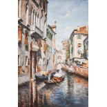 K Young - Venetian canal view, oil on canvas, signed, 90 x 60 cm