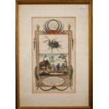 Five antique engravings - beekeepers with Virgil's Georgicks framed to verso; Emperors and officers,