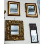 Pair of bevelled wall mirrors in foliate-gilt frames, 45 x 35 cm  to/w a small trumeau mirror with