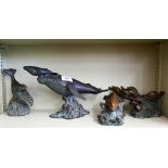 J - Three 'Abbott' bronze marine animal sculptures to/w another similar example (4)