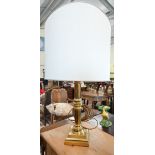 A heavy brass pillar table lamp, 75 cm high