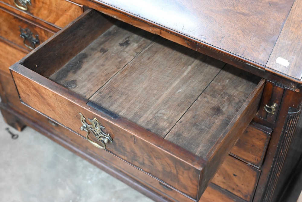 A Georgian mahogany bureau with two short over three long drawers, with associated glazed bookcase - Image 6 of 8