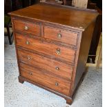An Edwardian mahogany chest of two short over three long drawers on bracket feet, 76 cm wide x 54 cm