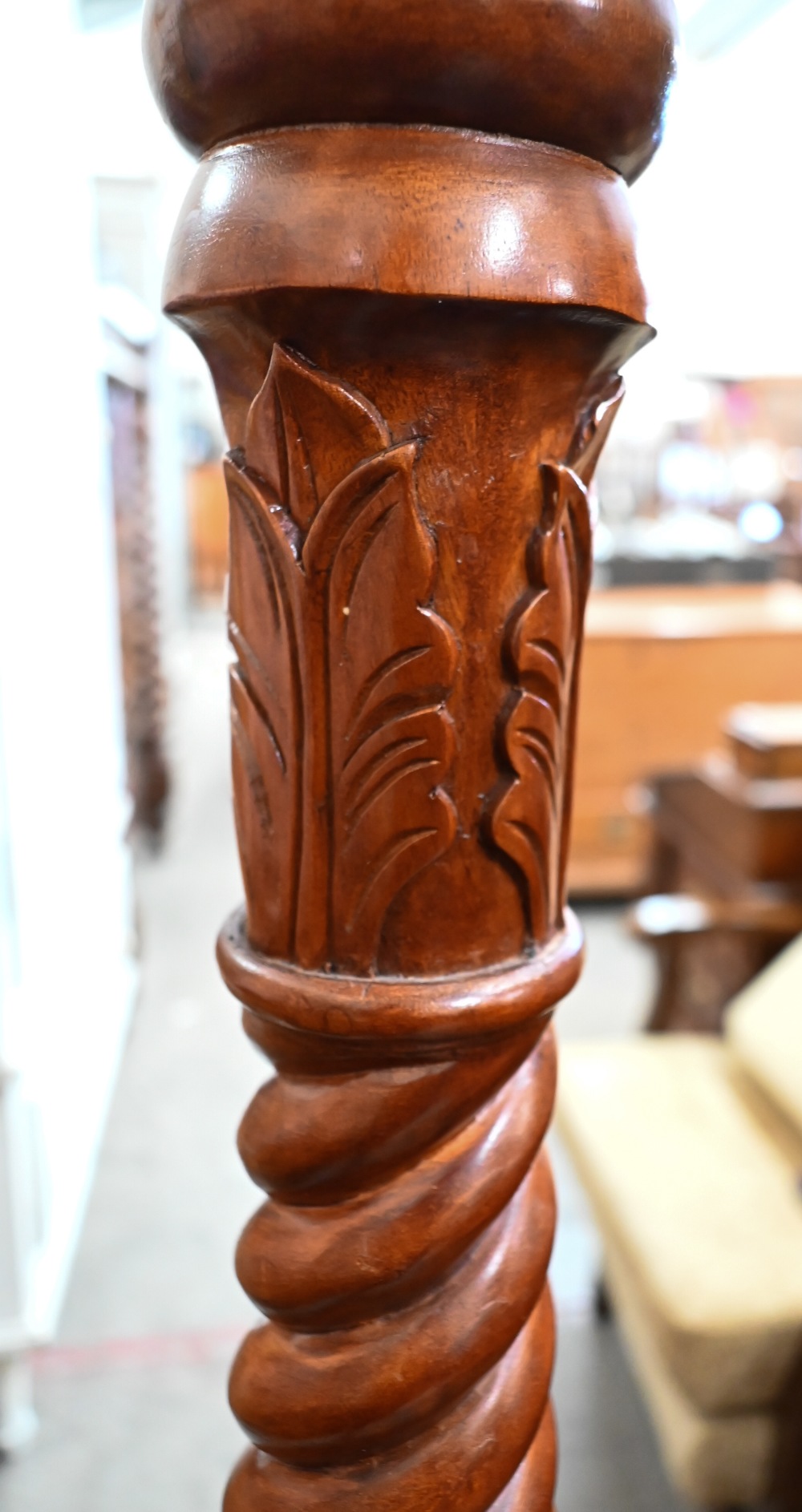 A stained beech barleytwist torchere, 132 cm high - Image 3 of 5